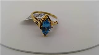 Blue Topaz Lady's Stone Ring 10K Yellow Gold 1.82g Size:6